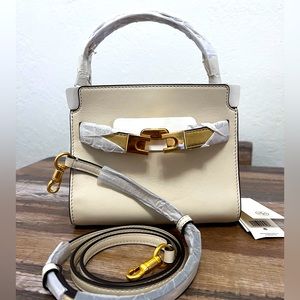 NWT Tory Burch Lee Radziwill Petite Double Bag In New Cream